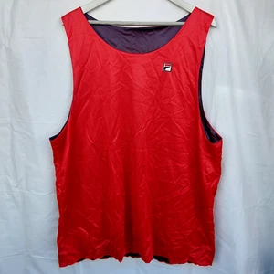VINTAGE FILA REVERSIBLE BASKETBALL JERSEY SHIRT SIZE 2XL SCARLET & NAVY NWT - Picture 1 of 11
