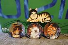Set of 3 Decorative 7" Decorative Plates With Kittens Amd Stand