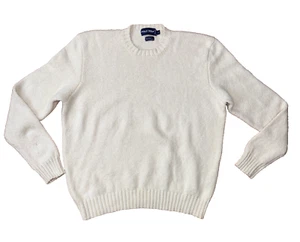 Polo Ralph Lauren Golf Sweater Large Beige Crewneck Cotton Wool Cashmere VTG - Picture 1 of 6