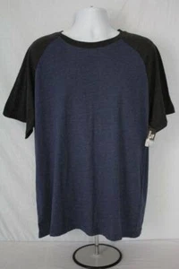 NEW Mens T-Shirt Medium Raglan Short Sleeve Blue Gray Crew Neck Casual Tee Top - Picture 1 of 2