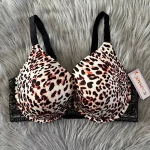 Joyspun Plunge Bra Womens Size 40DDD Brown Leopard Padded Push Up Underwire - Picture 1 of 7