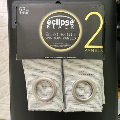 "Ventana Eclipse Blackout 2 paneles ojal blanco y negro 37"" X 63""" Foto 1 de 4