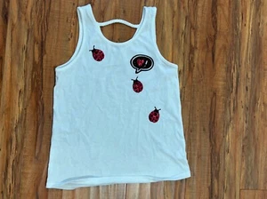 Justice Girls Glitter Ladybugs White Shirt Top Tank Sleeveless sz 8 cotton blend - Picture 1 of 5