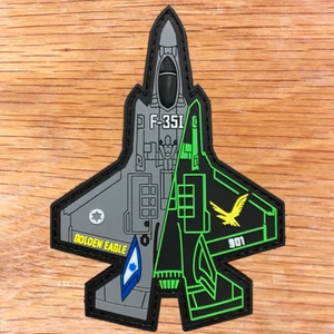 ISRAEL AIR FORCE F35I PVC PATCH 140 SQUADRON 3D GLOW IN DARK "GOLDEN EAGLE" - Picture 1 of 4