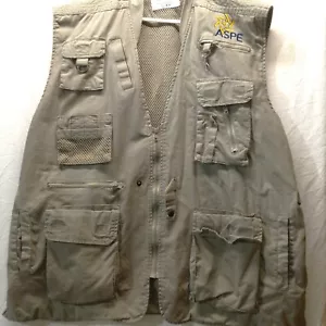 Rothco Fishing Outdoors Vest Adult Mens XL Beige Hunting ASPE Logo - Picture 1 of 11