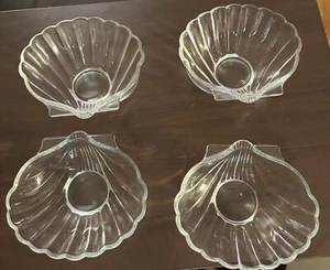 4er Set Vintage Glas Jakobsmuschel Muschel Schmuck Snack Schale Schüssel 6" - Bild 1 von 4