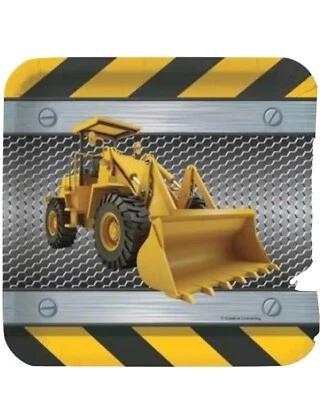 Construction Zone Deep Dish Foil 7 Inch Paper Plates 8 Pack Birthday Tableware - Image 1 of 4