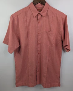 Havanera Button Down Shirt Mens Small Cuban Style Short Sleeve Summer Salmon - Picture 1 of 8