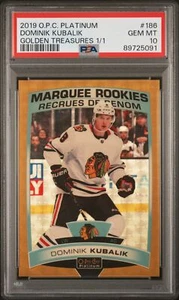 Dominik Kubalik 2019-20 OPC Platinum Marquee Rookie Golden Treasures 1 of 1 #186 - Picture 1 of 2