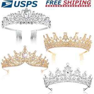 4 Pack Queen Crowns, Pageant Crown with Combs Princess Rhinestones Tiara Headban - Picture 1 of 10