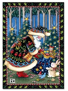 (18) Mary Engelbreit "Mary's Woodland" Santa Christmas Cards Single Design 5x7 - Picture 1 of 3