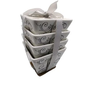 Ciroa einfaches Servieren Porzellan 4er Set Mini quadratische Schüssel JOY Urlaub Snack Gastgeberin - Bild 1 von 6