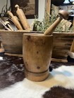 Early Antique Old Primitive Wooden Mortar & Pestle Apothecary Treenware