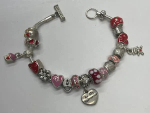 Willabee and Ward Silver Tone FEBRUARY Valentines Day Charm Bracelet 8" - Picture 1 of 4