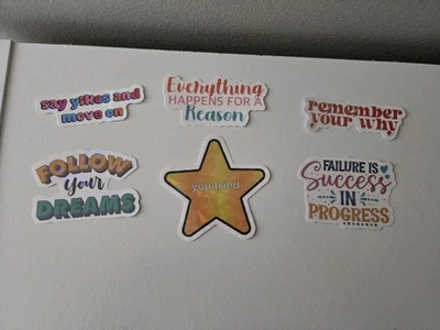 Lot Of 6 Inspirational Reflective Stickers Dreams Success Remember Your Why Star - Image 1 of 4