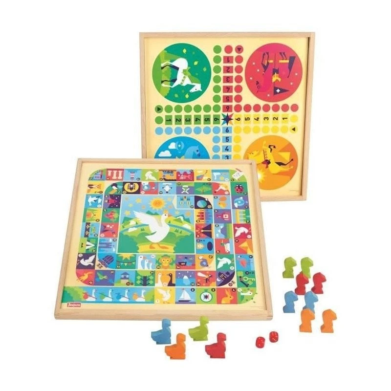 JEUJURA Jeux de l'oie et petits chevaux - Plateau en bois - Photo 1/1