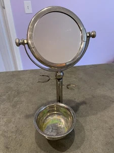 Vtg CHROMED SHAVING MIRROR STAND W/Bowl - Picture 1 of 6