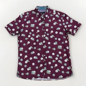 Ted Baker Shirt Men 4 Large Purple Floral Tropical Short Sleeve Beach Summer - Picture 1 of 7