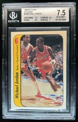 Pegatinas Fleer Michael Jordan 1986-87 novato RC #8 Bulls BGS 7,5 Foto 1 de 2