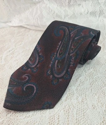 Corbata Carlo Palazzi, 100 % seda italiana púrpura borgoña cachemira cuello corbata Foto 1 de 4