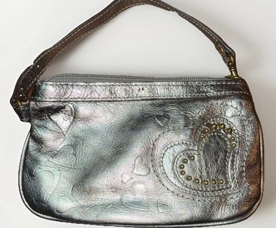 Pulsera Fossil Cuero Genuino Corazón Metalizado Plata Foto 1 de 4