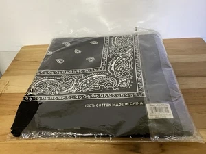 NOP ~ Unbranded Bandanas Lot of 12 ~ Black  Paisley ~ 100% Cotton~ Size 22"x 22" - Picture 1 of 9