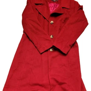 ANNE KLEIN Wollmischung Erbsenmantel Gr. XL rot weinrot klassisch Vintage  - Bild 1 von 2