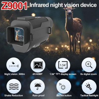 Z9001 4K 40MP Digital 8X Zoom IR Night Vision Binoculars Head Mounted Goggles - Image 1 of 4