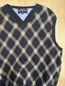 Vintage 90s Tommy Hilfiger Sweater Vest Mens XL Blue Yellow V-Neck Preppy Y2K - Picture 1 of 5