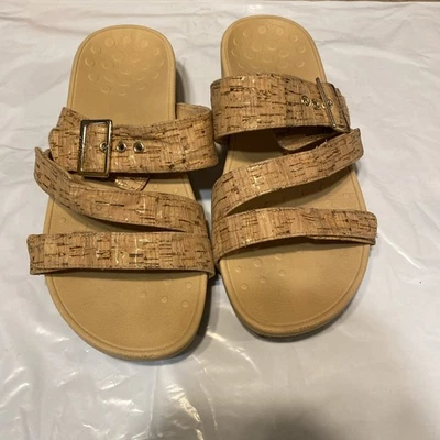 Sandalia Vionic Pacific Rio Corcho Punta Abierta Plataforma Deslizable Mujer 10 Vegana  Foto 1 de 4