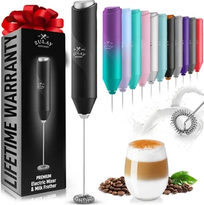 Zulay Kitchen Powerful Milk Frother Wand - Handheld Stainless Steel - Battery Op - Picture 1 of 12