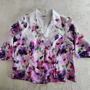 Chaqueta Blazer Dressbarn Púrpura Acuarela Manga Larga Floral Playa Para Mujer 18/20 - Imagen 1 de 18