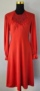 VINTAGE 1970'S Shubette of London Dress - Red Size 10 - Made in England - Picture 1 of 9