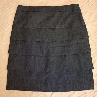 Falda vaquera New Directions para mujer talla 8 con capas de algodón elástica cremallera lateral Foto 1 de 4