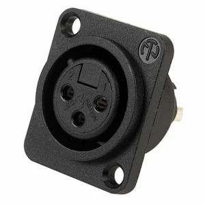 Enchufe de chasis Neutrik NC3FPP 3 polos unificado hembra XLR plástico negro - Imagen 1 de 3
