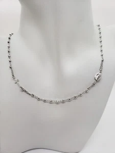 COLLANA ROSARIO RELIGIOSO IN ARGENTO 925 CO PALLINI SFACCETTATI (0307) - Foto 1 di 9