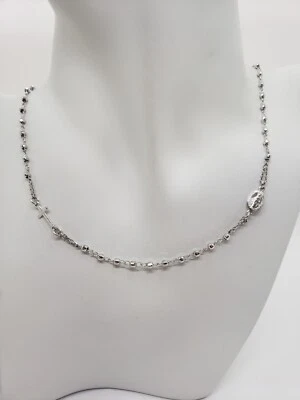 COLLANA ROSARIO RELIGIOSO  IN ARGENTO 925 CO PALLINI SFACCETTATI  (0307) - Immagine 1 di 4