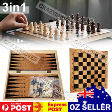 40cm Large Chess Wooden Set Folding Chessboard Pieces Wood Board VIC