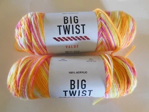 Lot of 2 Big Twist yarn 4.3oz Warm Brights 100% Acrylic - Picture 1 of 3