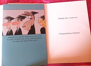 HUMOROUS GRADUATION CARDBOARD CARD ABOUT A "SMART ASS" ! RETAIL PRICE~$3.25 - Picture 1 of 2