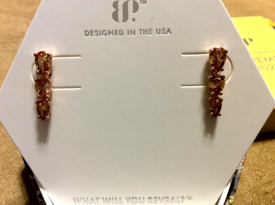 Bomb Party Luminous Smile Lab Yellow Topaz Earring Rose Gold Plate November 6698 - Image 1 of 1