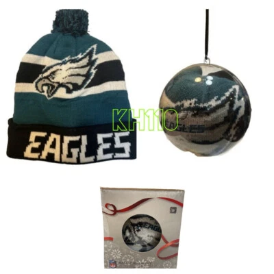 NFL Philadelphia Eagles Clear Ball Ornament with Knit Beanie inside - Image 1 of 4