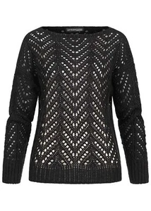 Suéter de punto grueso para mujer violeta cuello submarino negro N20086325 - Imagen 1 de 2