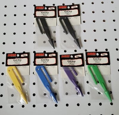 LOT OF 6 ~ DuBro Kwik Stop Engine Shut Offs Black, Yellow, Blue, Purple, Green - Image 1 of 4