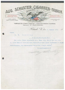 Bünde Rechnung 1911 Zigarren-Fabrik A. Schuster Ostwestfalen Herford Detmold - Bild 1 von 1