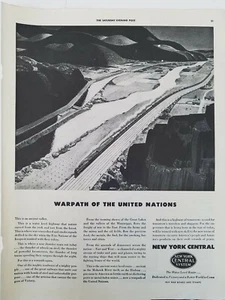 1943 Sistema Central de Nueva York Ferrocarril Camino de Guerra Naciones Unidas anuncio de colección - Imagen 1 de 1
