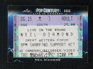 2022 Leaf Metal Pop Century Live In Concert Ticket Relics Neil Diamond qf8