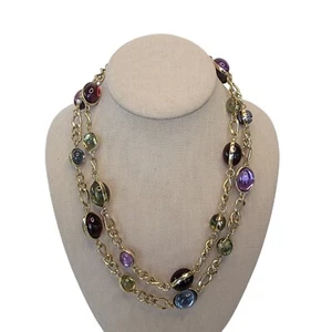 Conjunto de bisel acrílico multicolor Talbots tono dorado collar doble filamento - Imagen 1 de 6