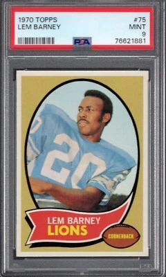 1970 Topps #75 Lem Barney (RC) (HOF) PSA 9 como nuevo Detroit Lions - ¡centrado! Foto 1 de 2