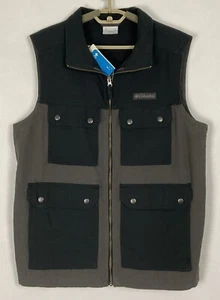Columbia NWT Mens Pine Log Full Zip Vest Jacket Medium M Canvas Gray Hunting New - Picture 1 of 11